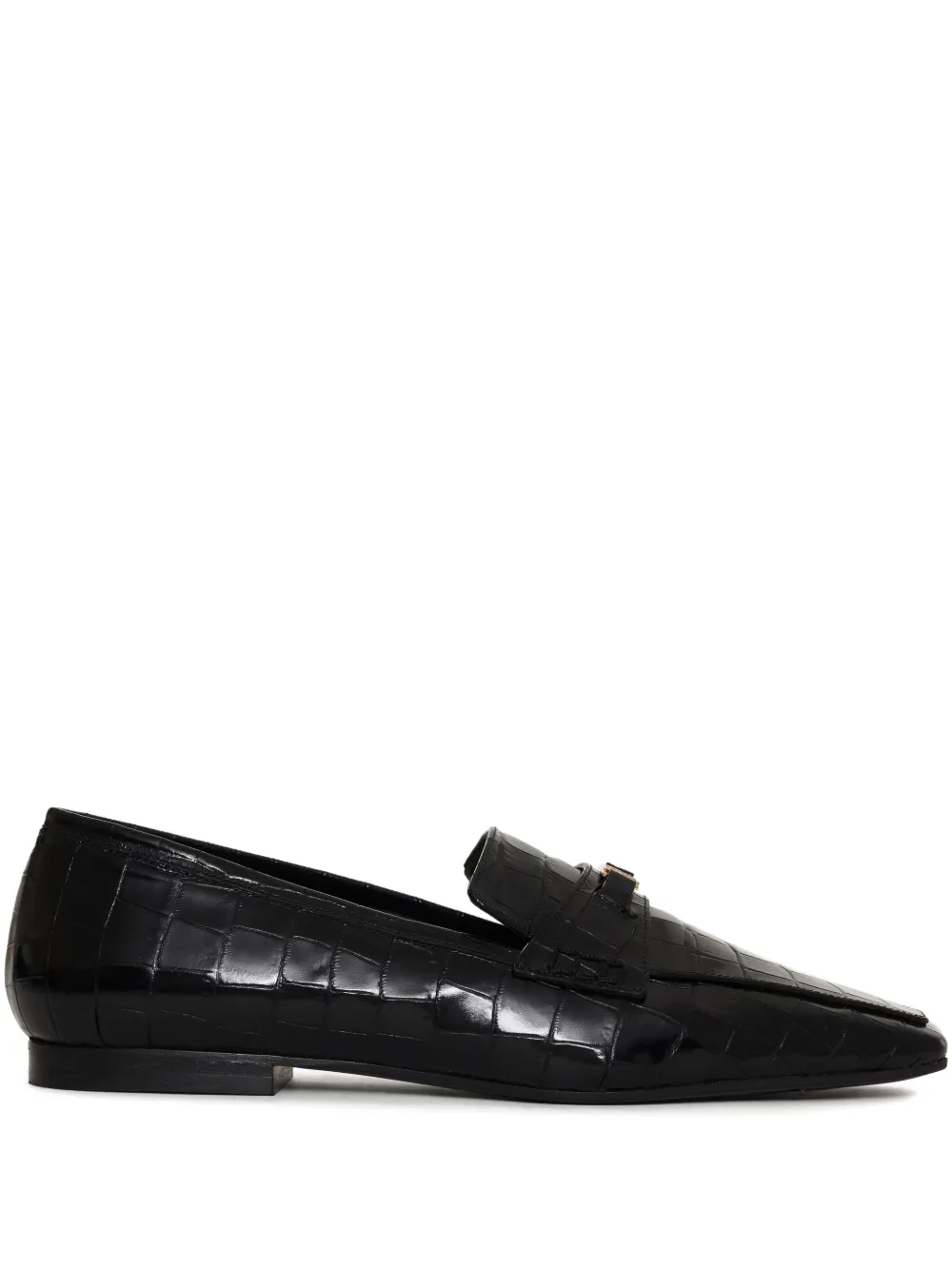 ANINE BING Freya crocodile-embossed loafers Black