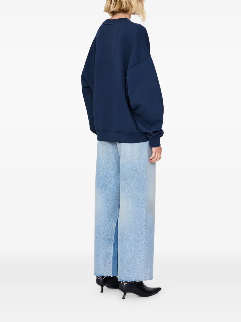 ANINE BING Miles Letterman sweater met geborduurd logo Blauw