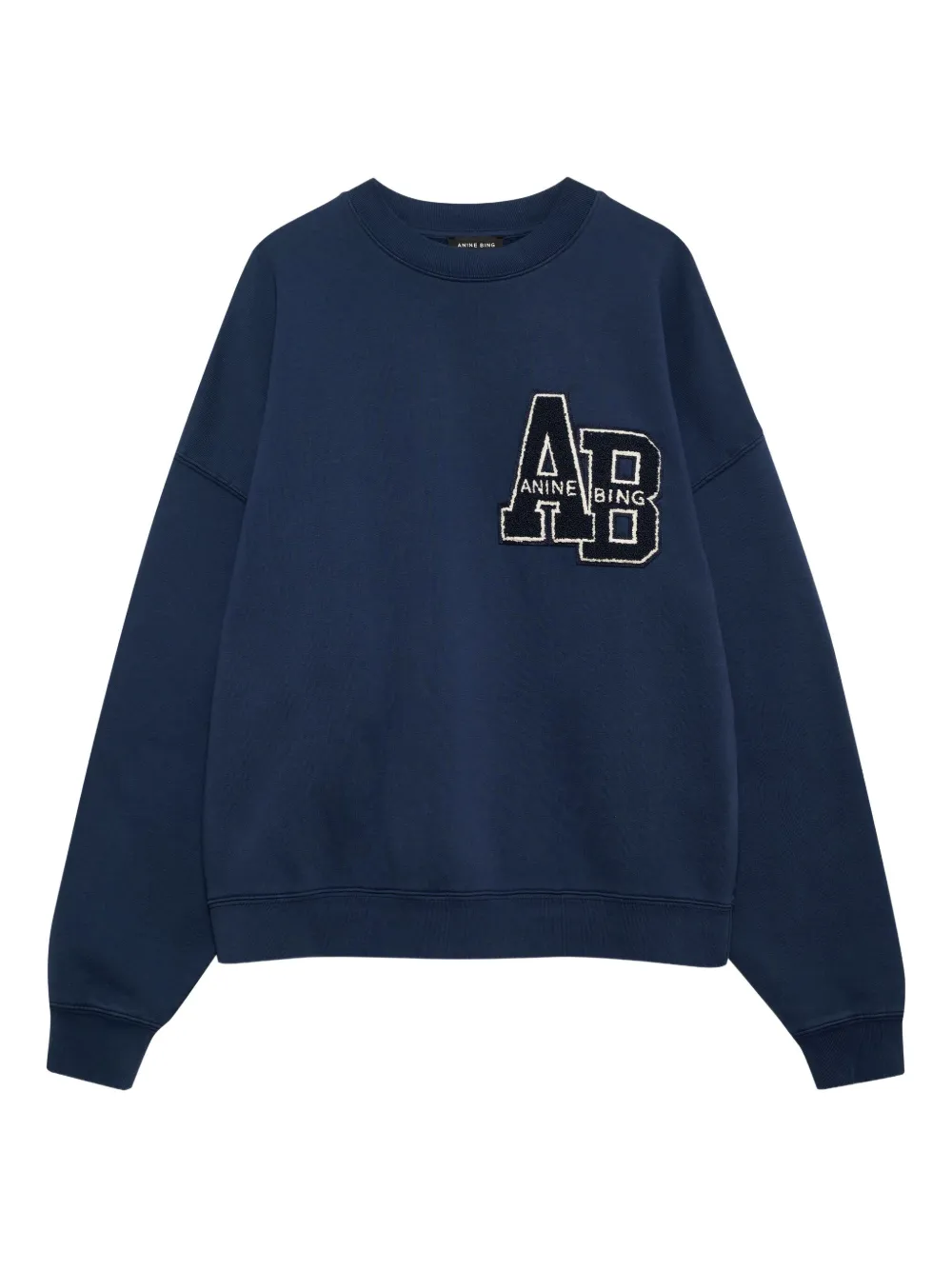 ANINE BING Miles Letterman sweater met geborduurd logo Blauw
