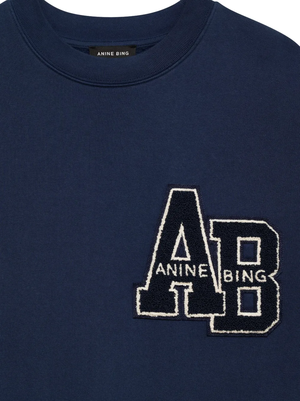 ANINE BING Miles Letterman sweater met geborduurd logo Blauw