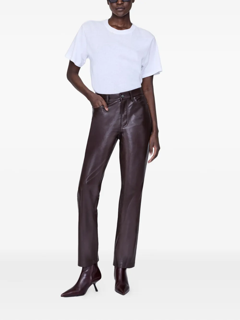 Anine Bing Button Fly Trousers In Brown
