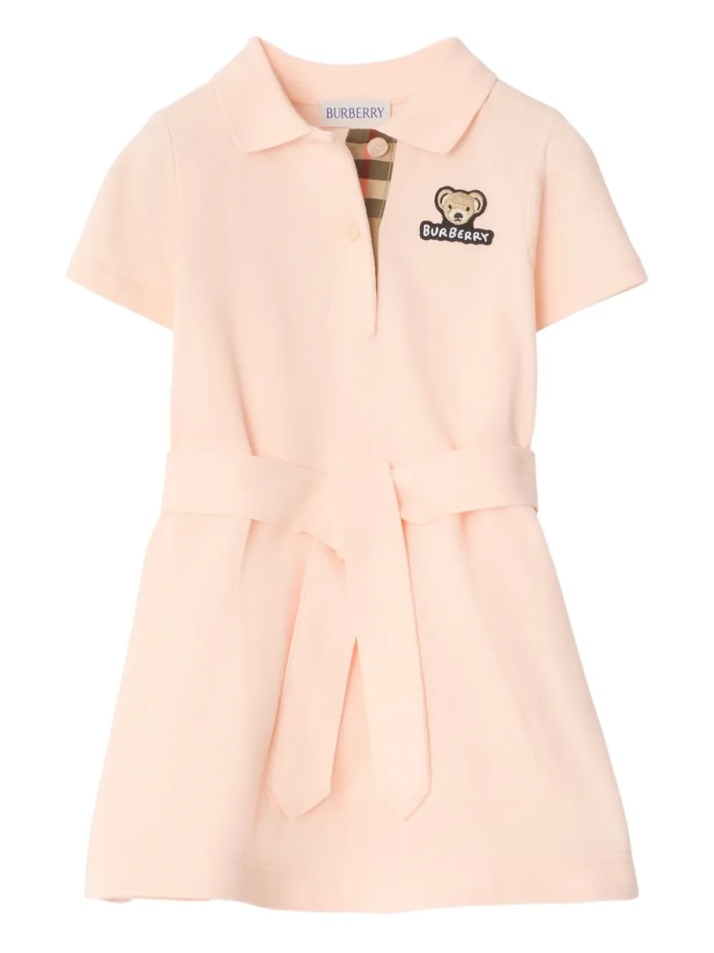 Burberry Kids Katoenen jurk met ceintuur Roze