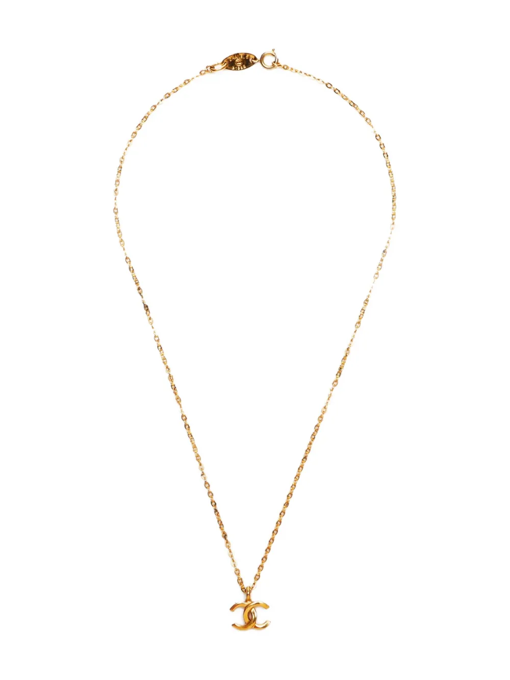 CHANEL Pre-Owned collier à logo Interlocking CC (1980) | or | Image 1