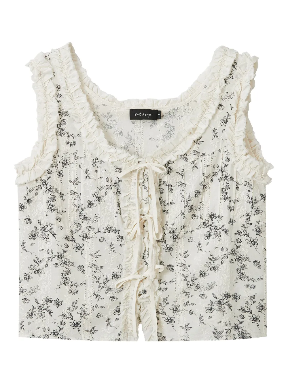 floral-print ruffled blouse