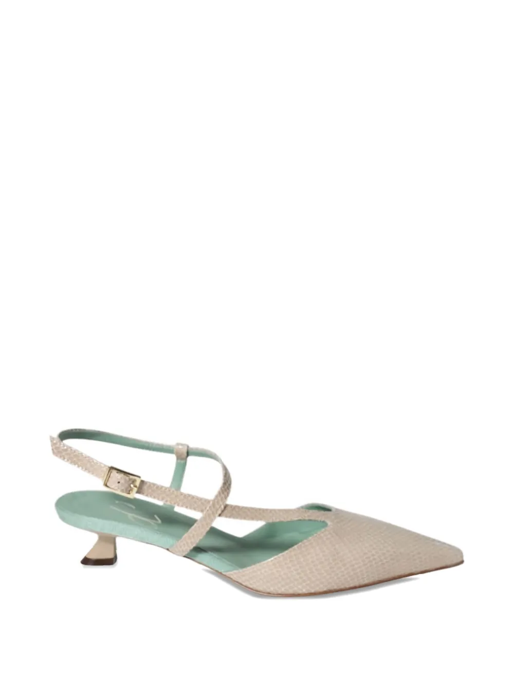 Paola D'arcano Snakeskin Kitten Pumps In Neutral