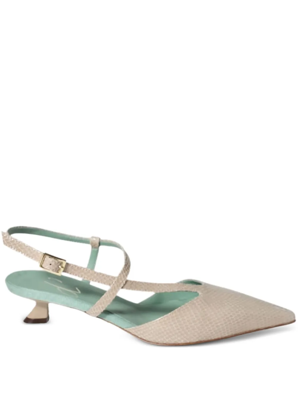 Paola D'Arcano snakeskin kitten pumps Neutrals
