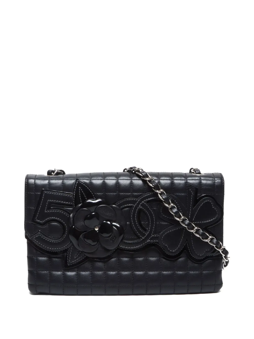 Pre-owned Chanel 2005-2006 Chocolate Bar Camelia Shoulder Bag