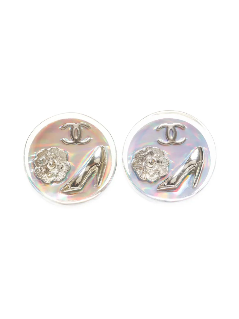 CHANEL Pre-Owned 1997 CC Mark earrings - シルバートーン CHANEL Pre-Owned 1997 CC Mark earrings - シルバートーン