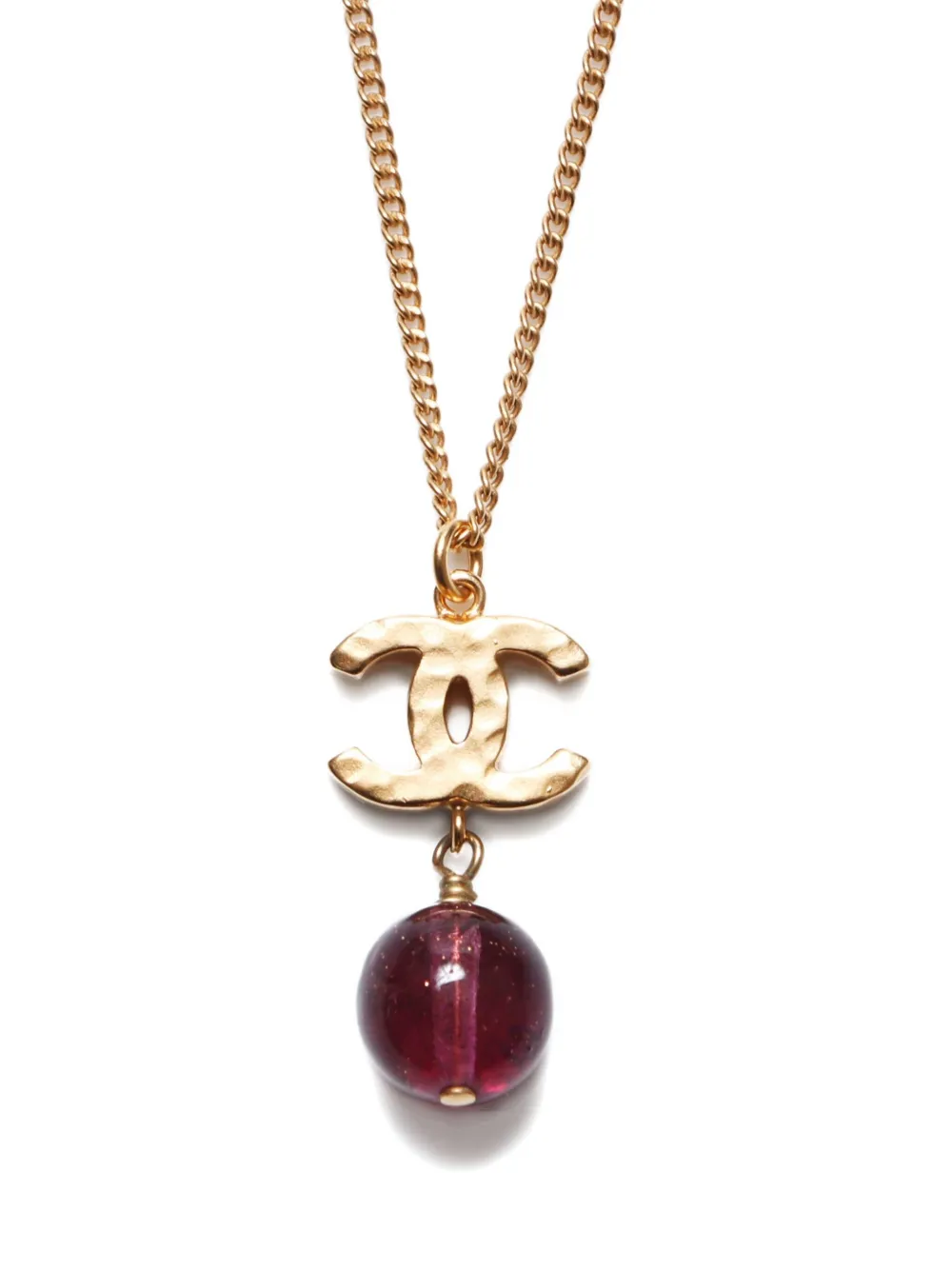 Pre-owned Chanel 2012 Cc Mark Necklace In Gold