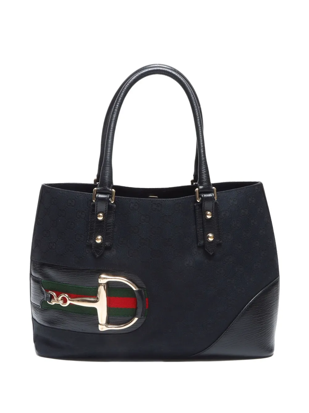 Pre-owned Gucci 2000-2015 Gg Pattern Horsebit Tote Bag