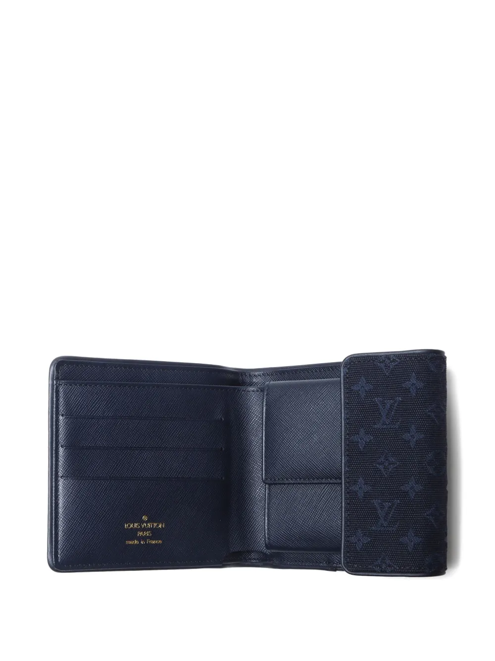 Pre-owned Louis Vuitton 2002 Portovie Wallet In Blue