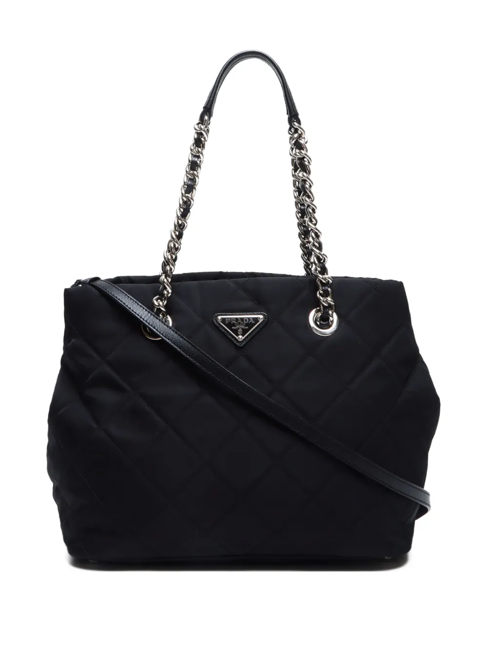 Prada Pre-Owned 2010 logo-triangle tote bag | Black | Image 1