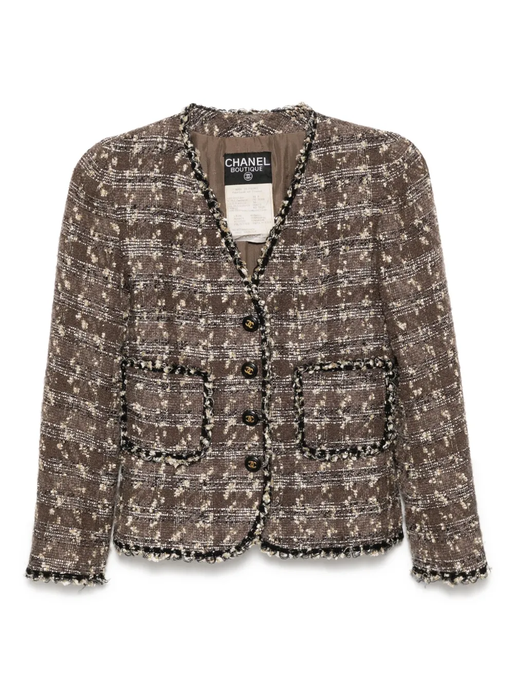 CHANEL Pre-Owned 1994 single-breasted collarless jacket | Brown | Image 1