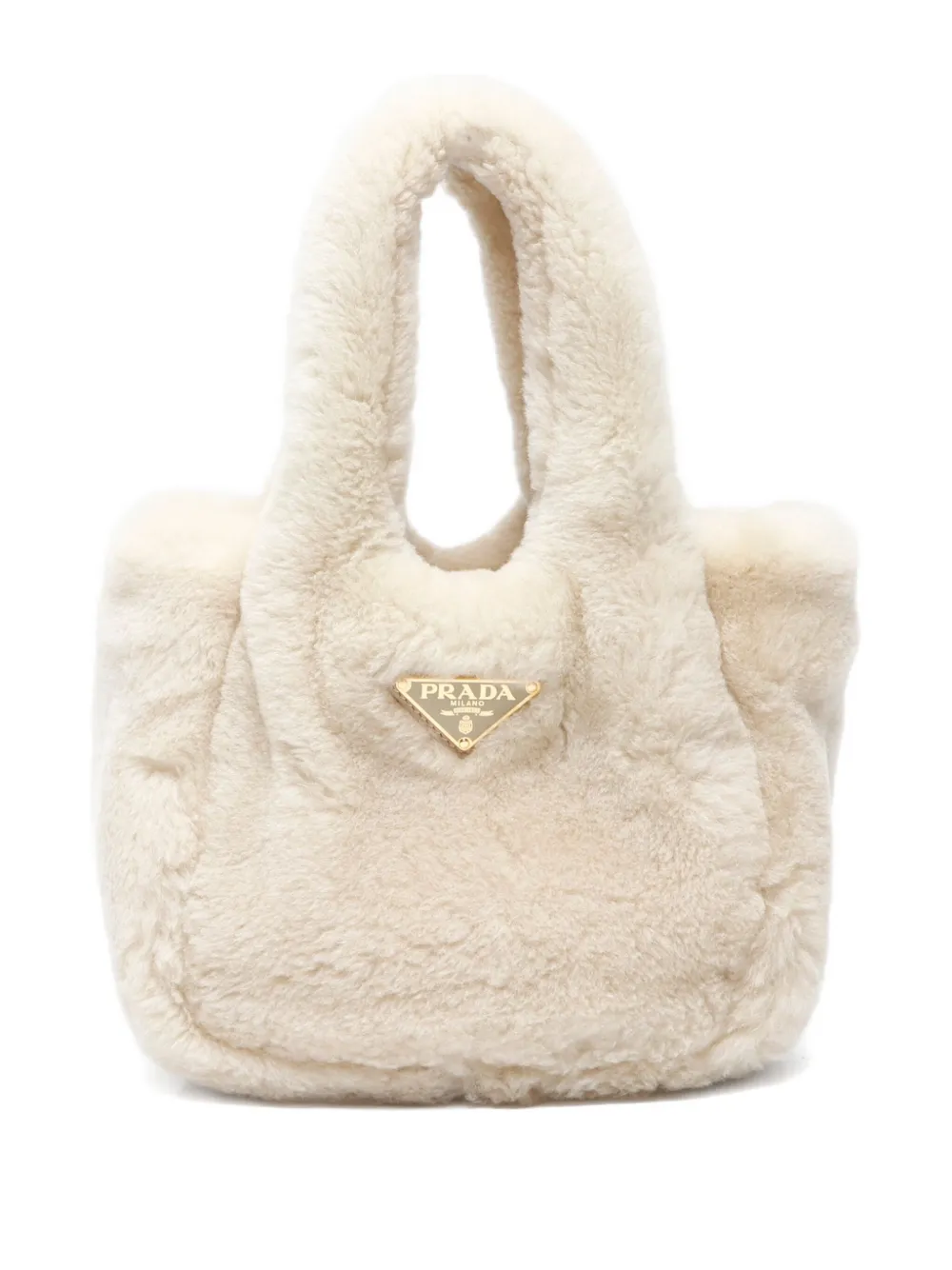 Prada Pre-Owned 2020-2024 シアリング ハンドバッグ - ニュートラル Prada Pre-Owned 2020-2024 シアリング ハンドバッグ - ニュートラル