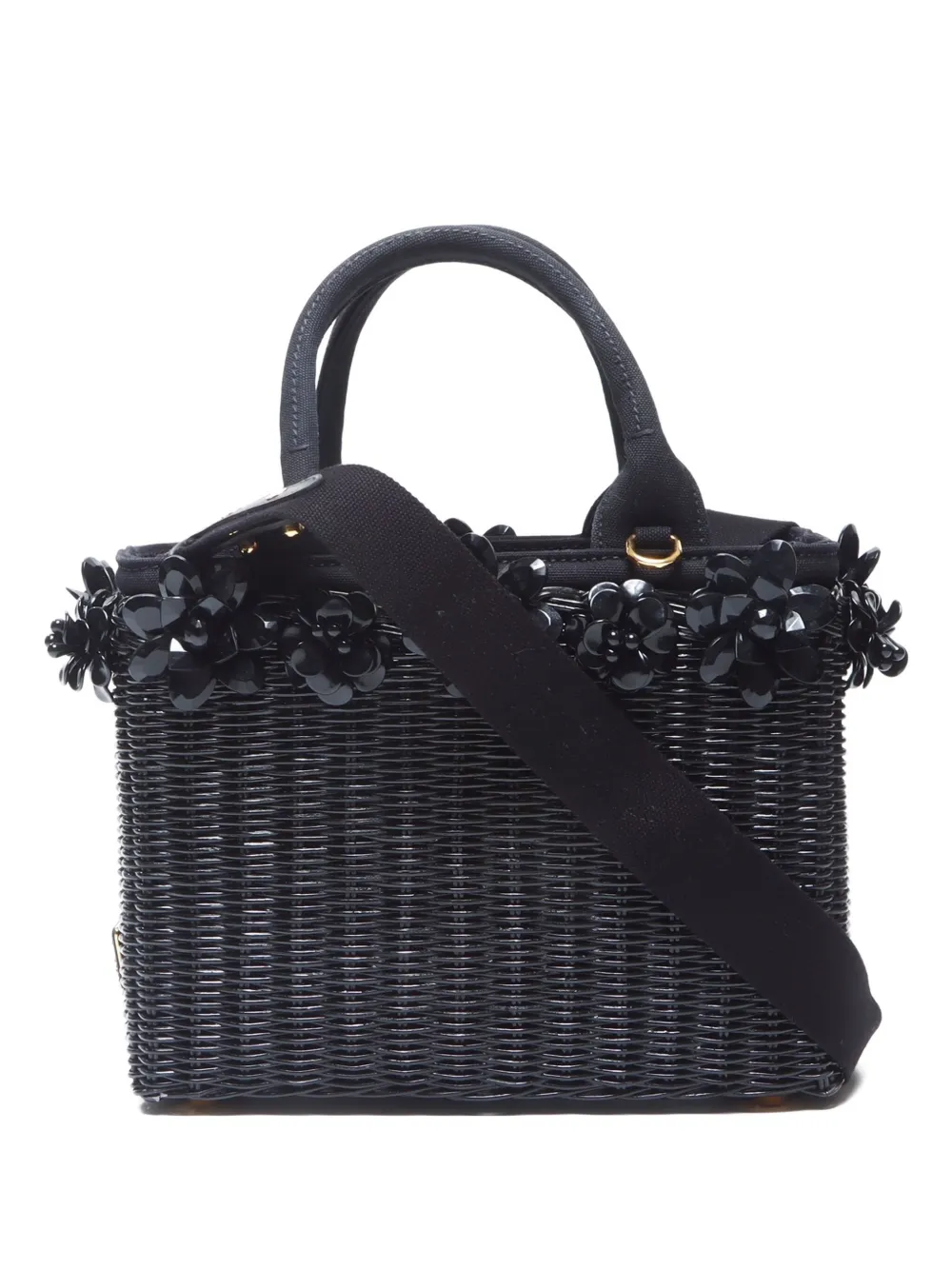 Prada Pre-Owned 2017 フローラル ハンドバッグ - ブラック Prada Pre-Owned 2017 フローラル ハンドバッグ - ブラック