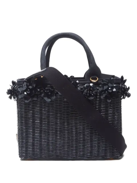 Prada Pre-Owned شنطة عملية مضفرة بزينة زهرة 2017