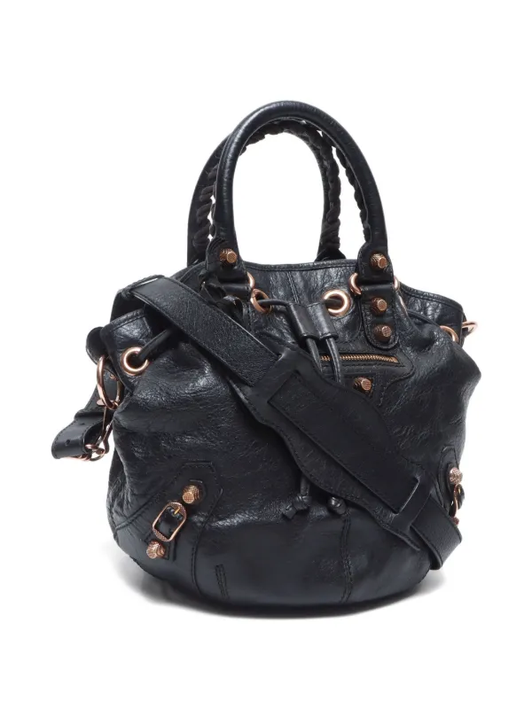 Balenciaga Pre-Owned 2010-2020 Pompon Leather Tote Bag | Black