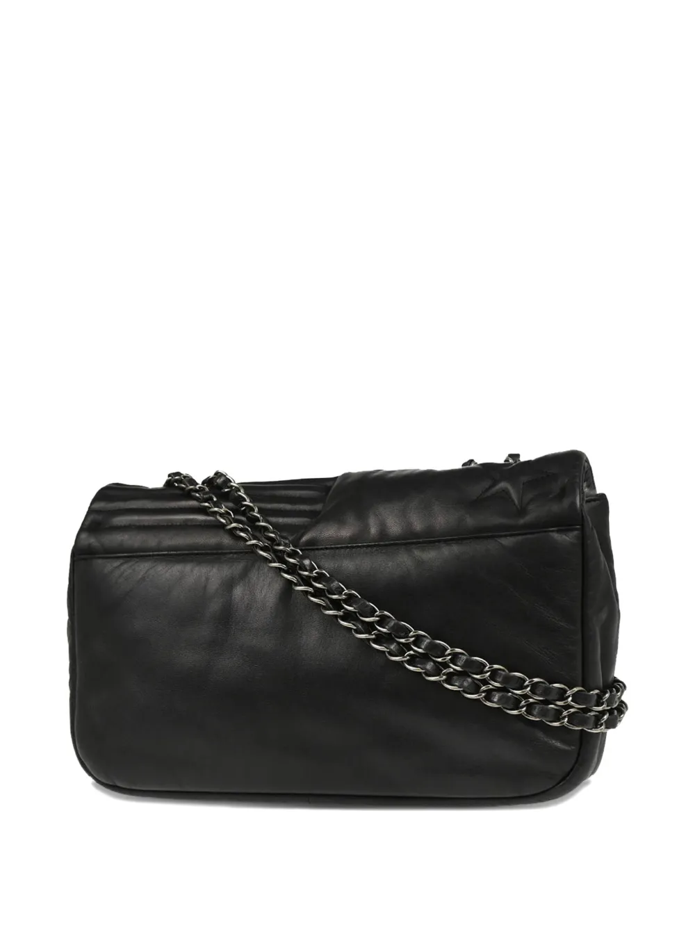 Pre-owned Chanel 2014 Star Stitch Shoulder Bag In Black