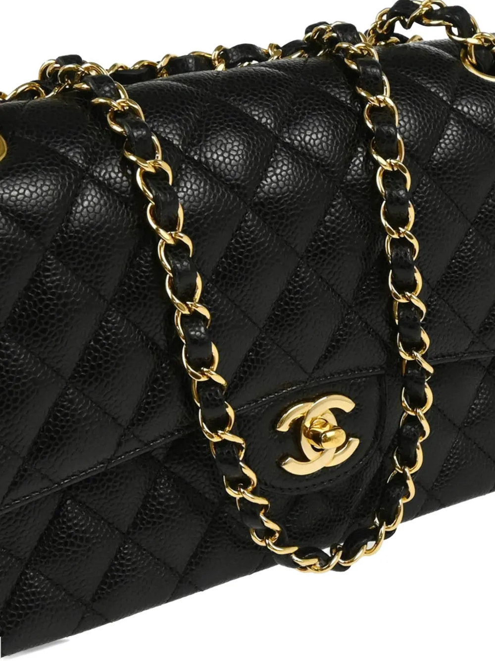 Pre-owned Chanel 2019 Medium Classic Double Flap Shoulder Bag In Black