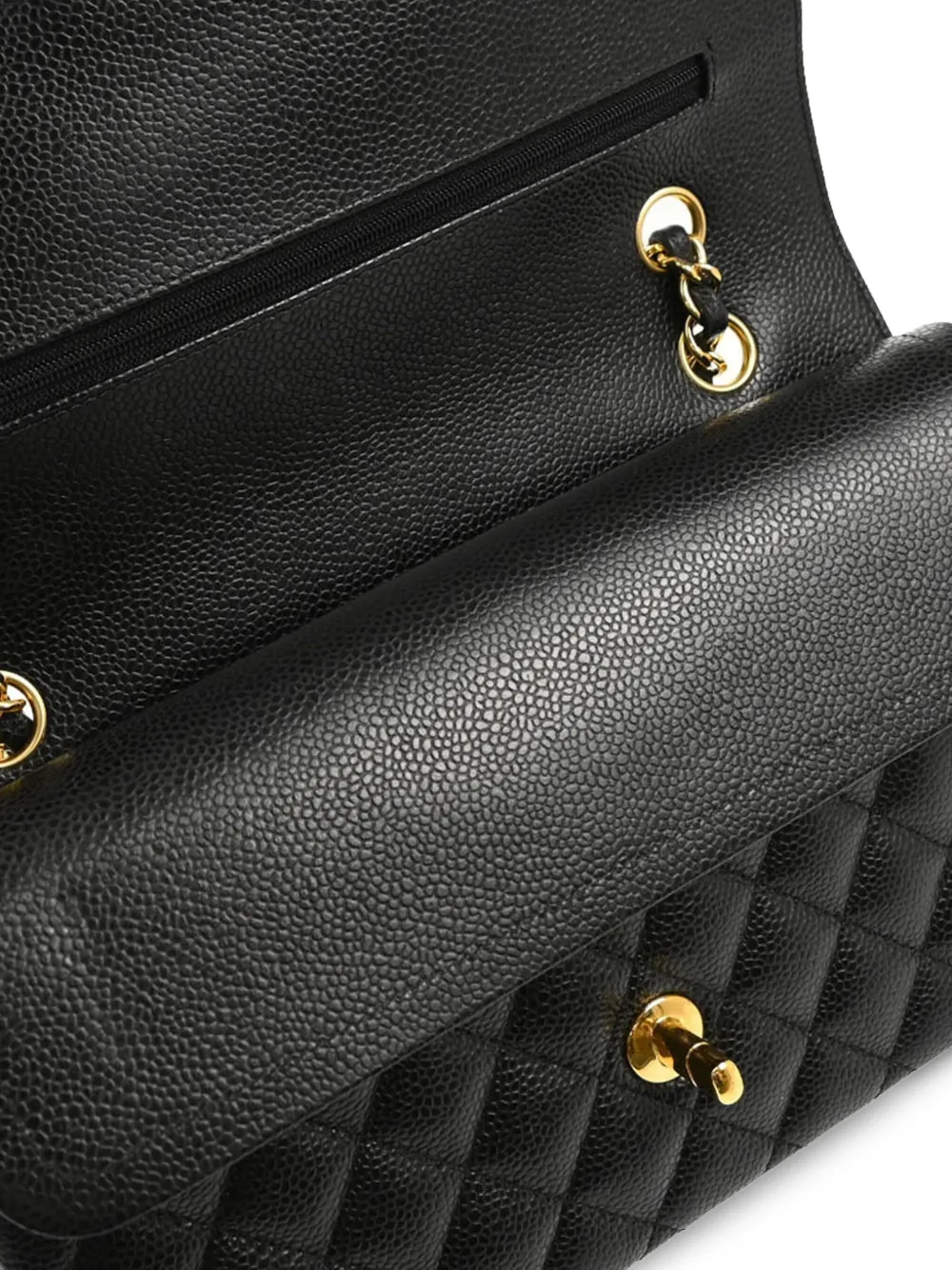 Pre-owned Chanel 2019 Medium Classic Double Flap Shoulder Bag In Black