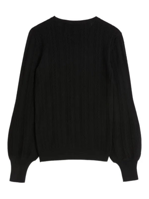 Valentino Garavani Vロゴ ケーブルニット セーター | ブラック