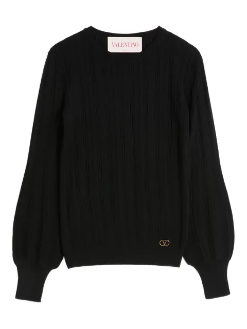 Valentino Garavani v-logo cable-knit jumper
