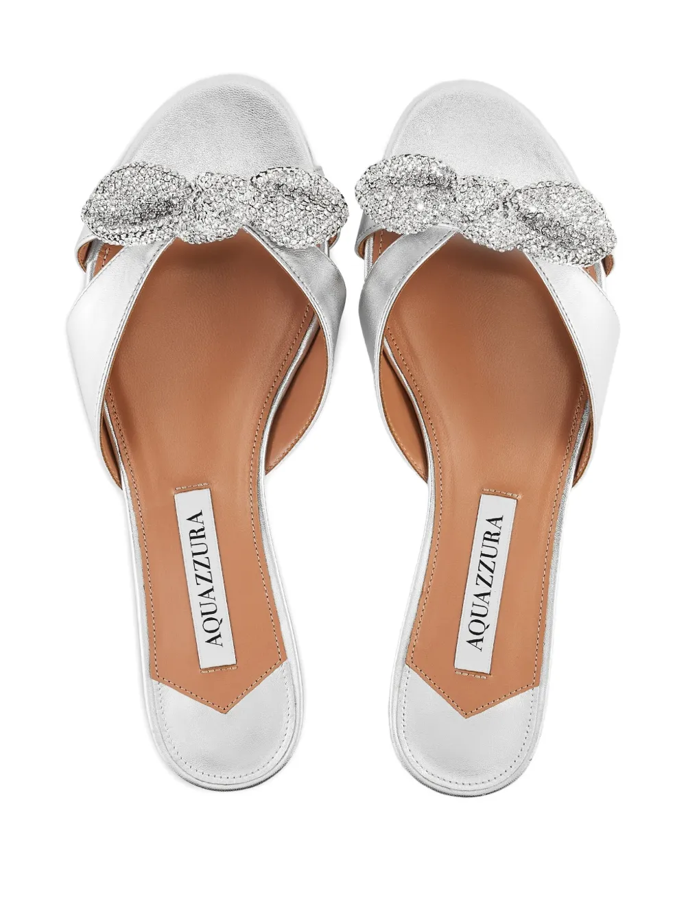 Aquazzura Very Bow Tie Crystal sandals Grey