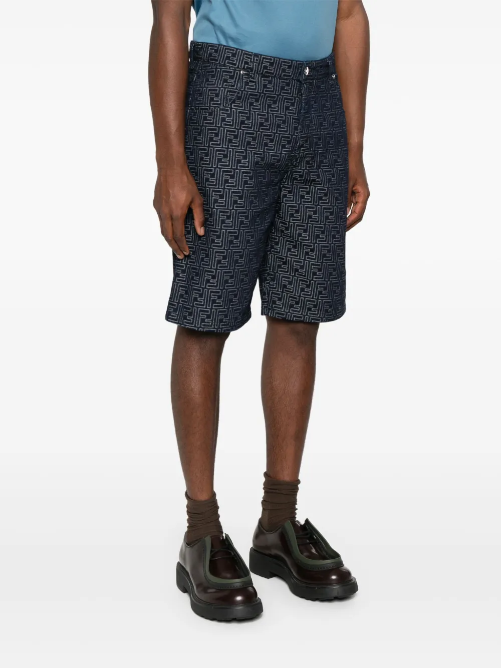 FENDI Bermuda shorts met borduurwerk Blauw