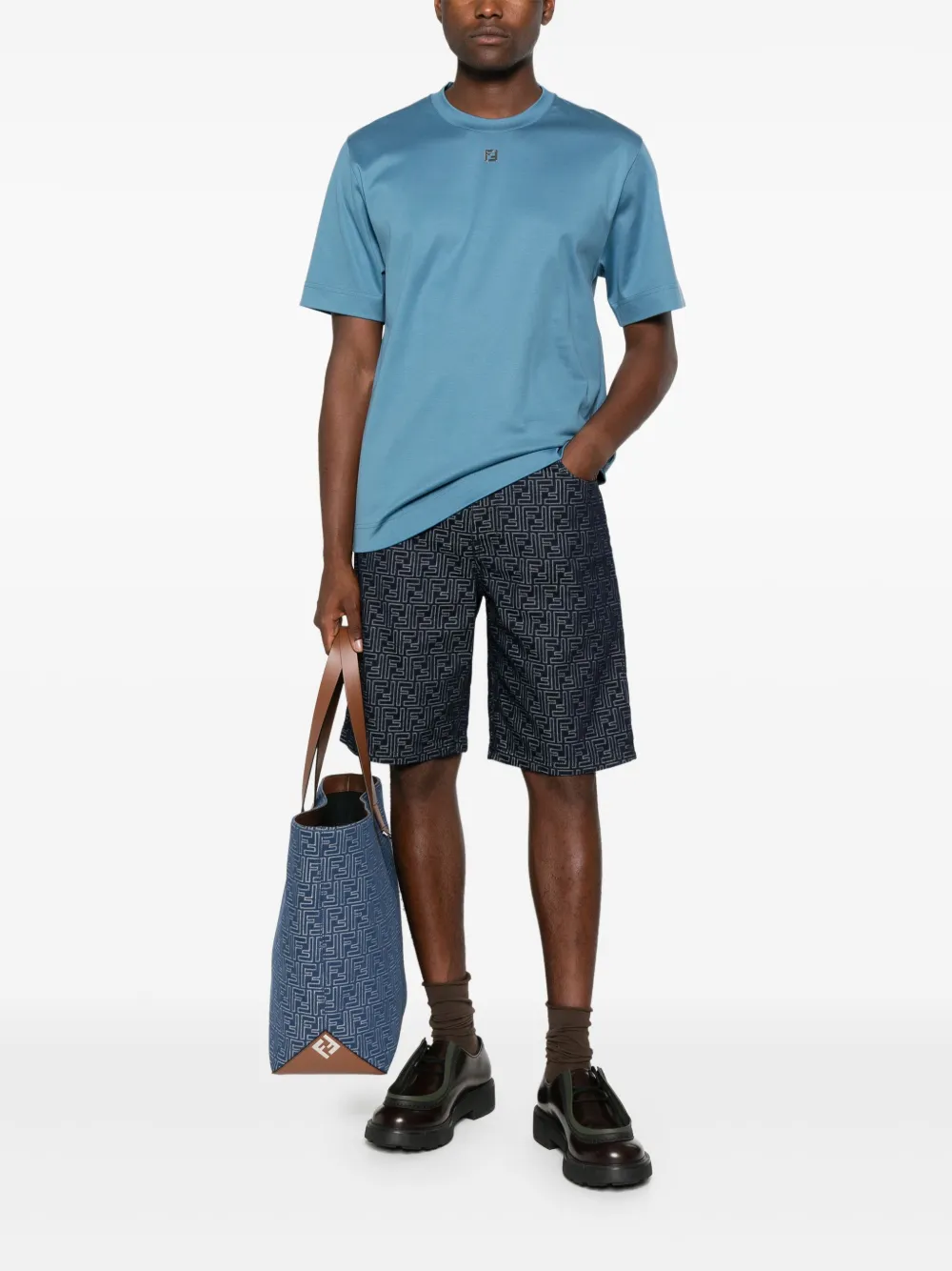 FENDI Bermuda shorts met borduurwerk - Blauw