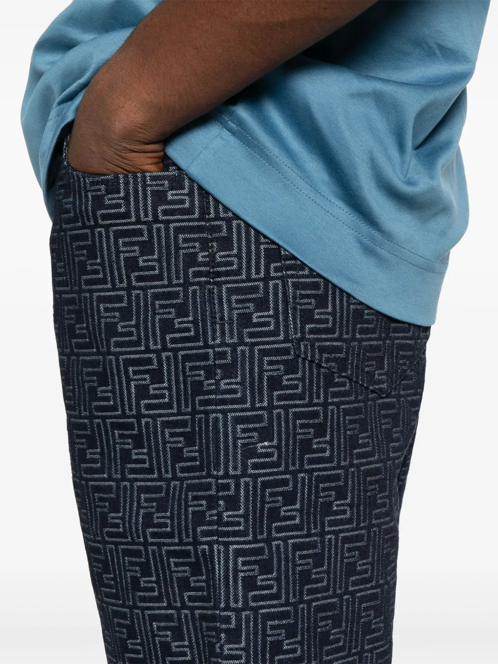 FENDI Bermuda shorts met borduurwerk Blauw