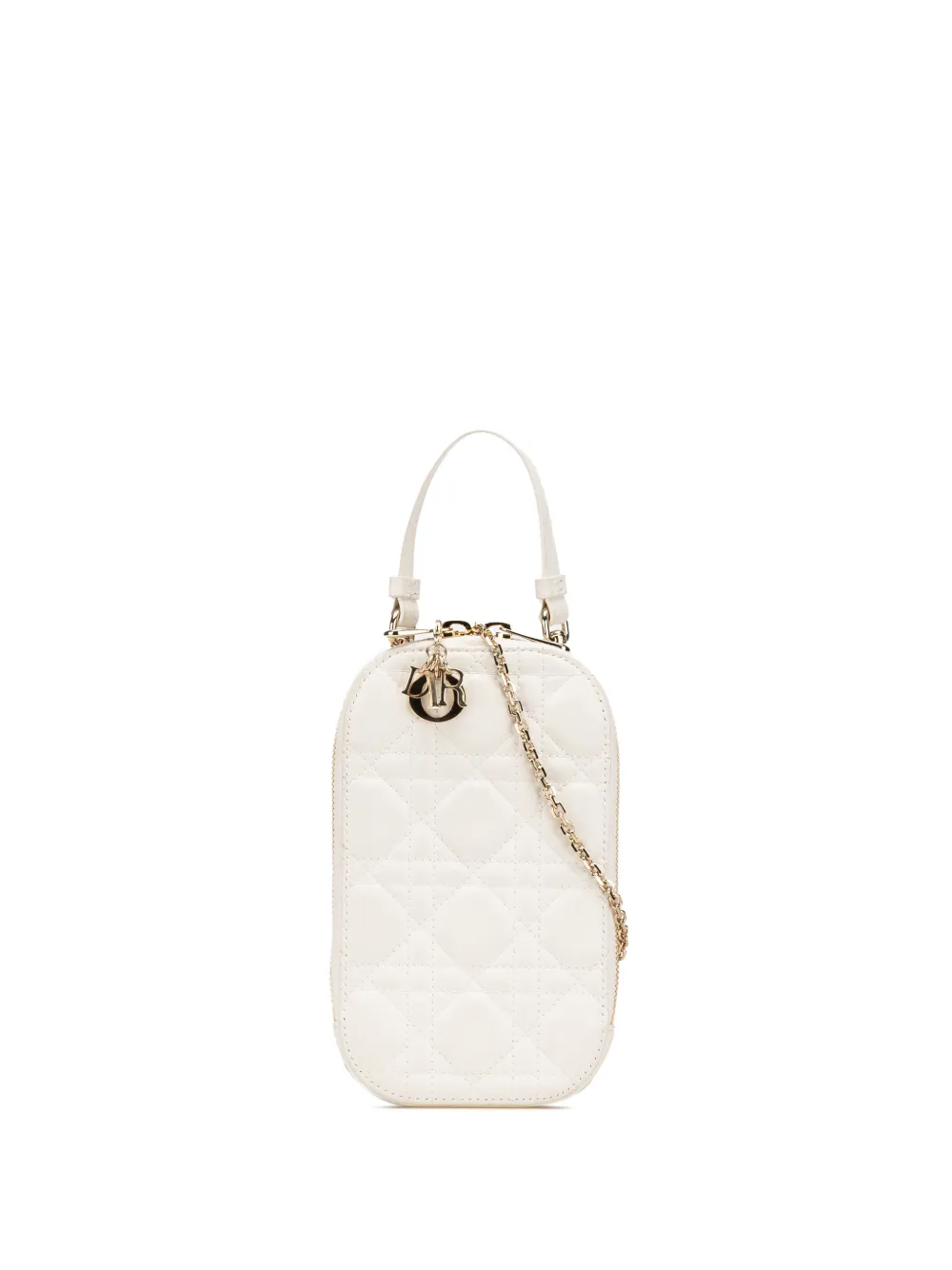 Christian Dior Pre-Owned 2024 Lambskin Cannage Lady Dior Call'in Phone Holder satchel - Bianco
