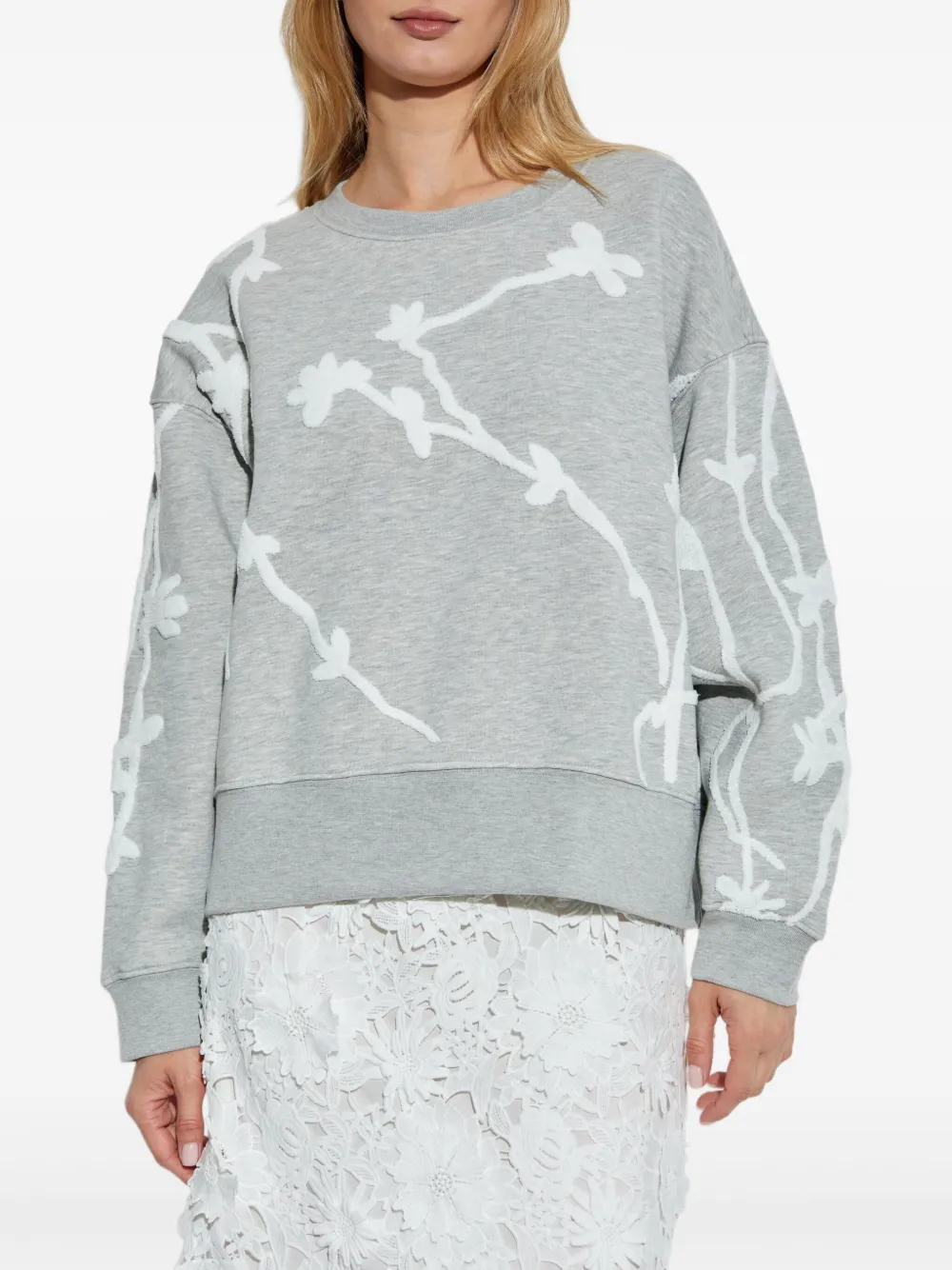 MUNTHE Sweater met bloemapplicatie Grijs