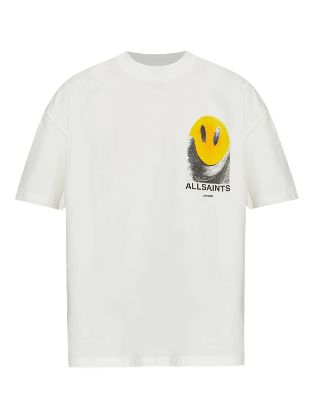 AllSaints playera de algodón con smiley gráfico | blanco | Image 1