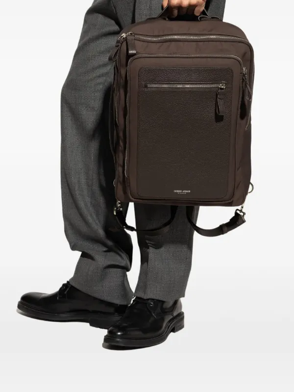 Giorgio Armani logo-motif Backpack Brown FARFETCH IN