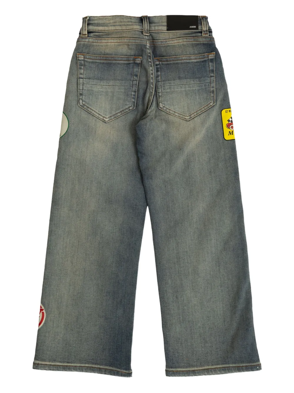 AMIRI KIDS Jeans met wijde pijpen en patch Blauw