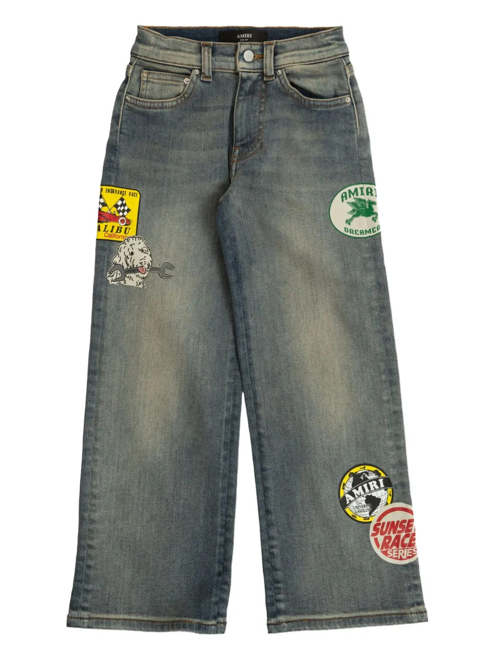 AMIRI KIDS patch-embellished wide-leg jeans - ブルー AMIRI KIDS patch-embellished wide-leg jeans - ブルー