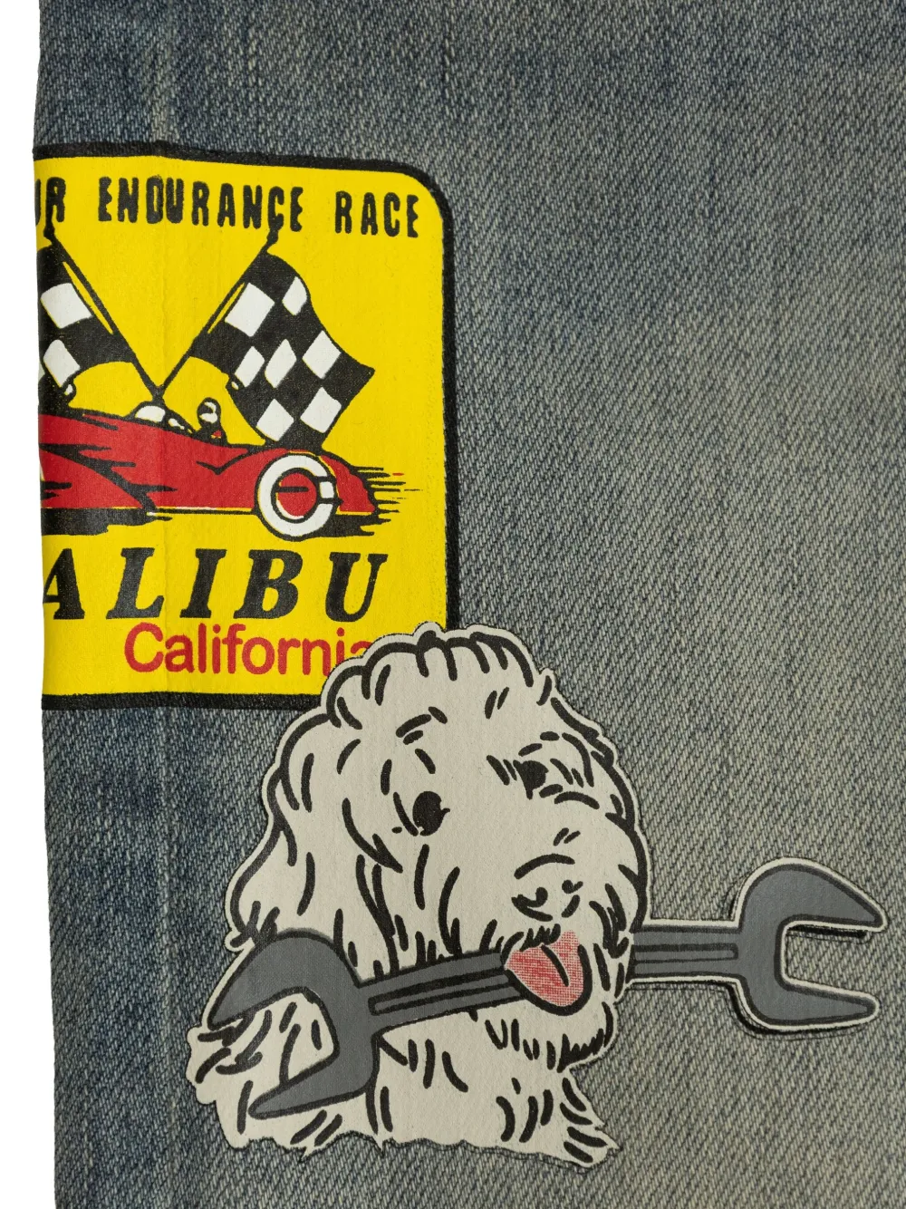 AMIRI KIDS Jeans met wijde pijpen en patch Blauw