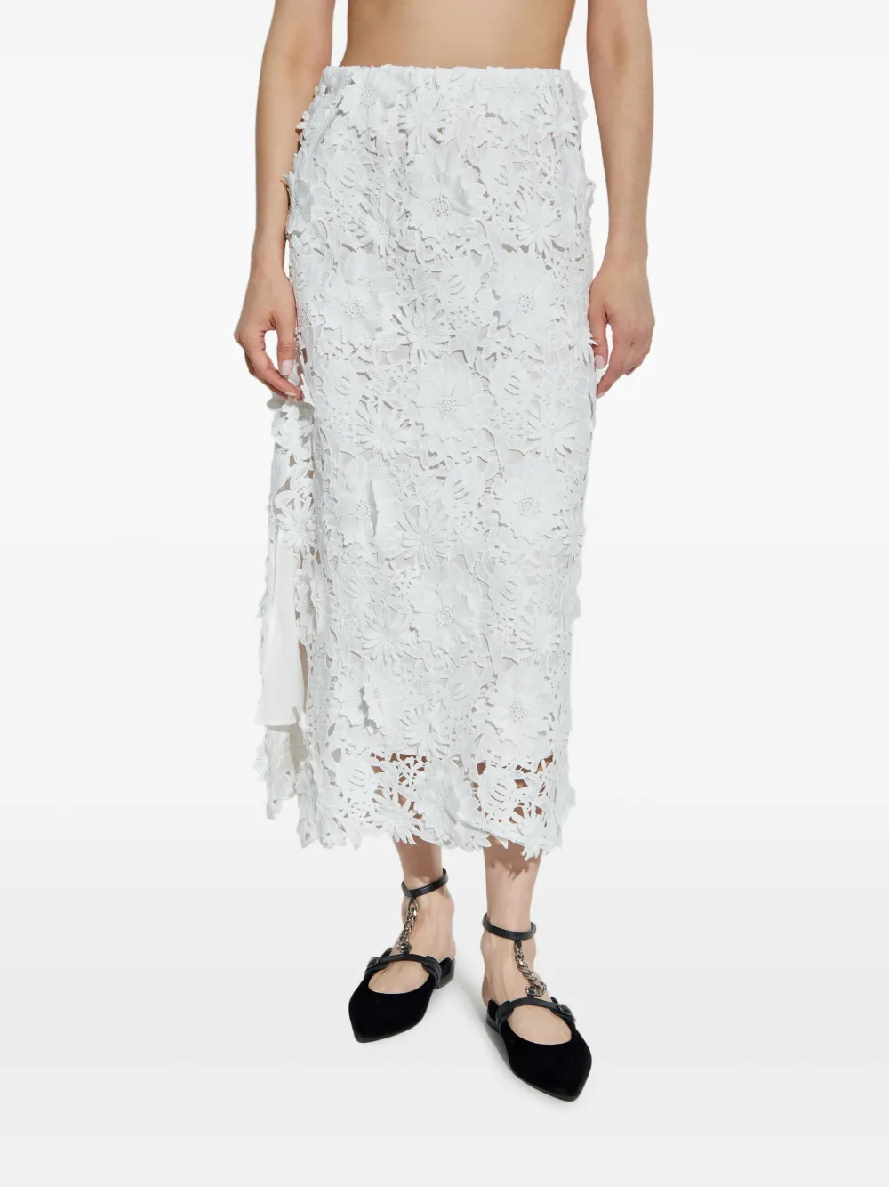 MUNTHE Midi-rok met bloemenkant Wit