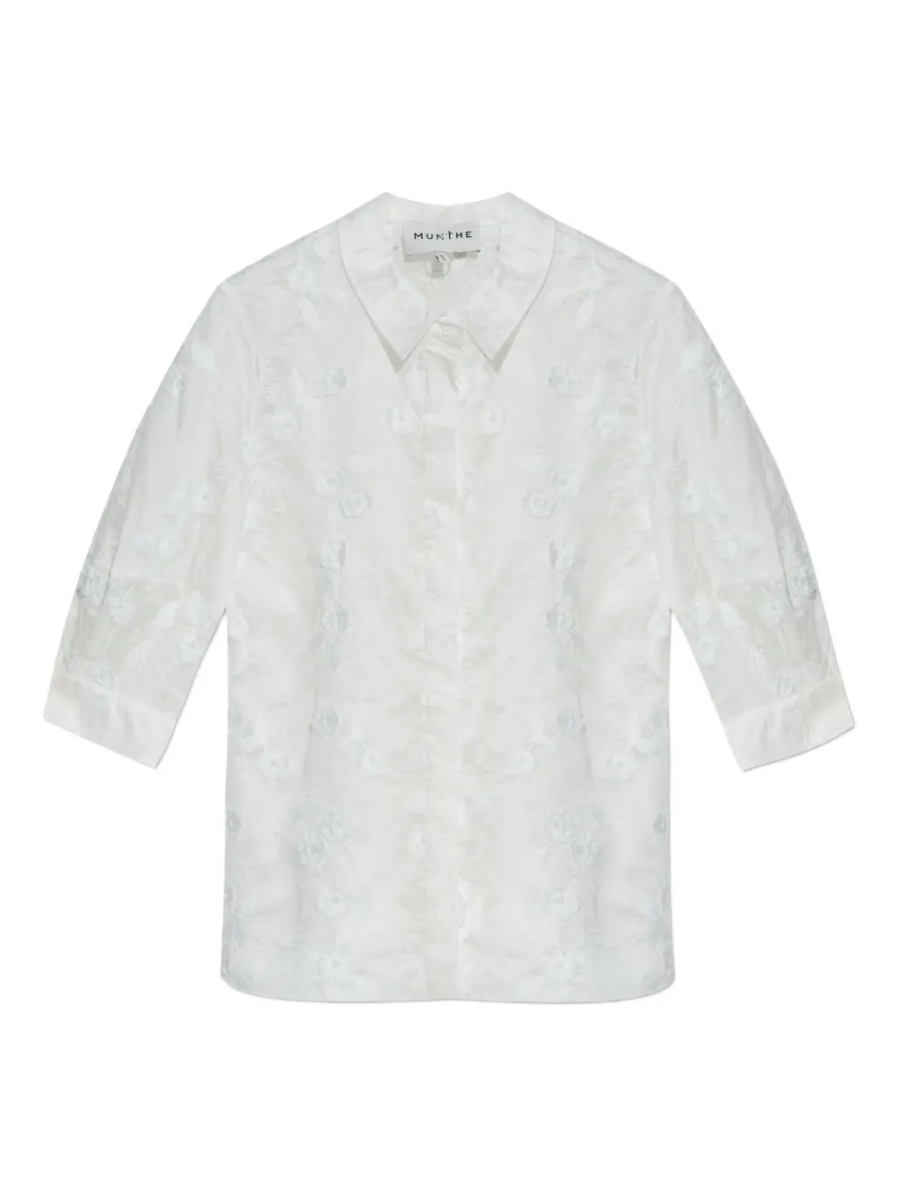 floral-embroidered sheer shirt