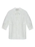 MUNTHE floral-embroidered sheer shirt - White