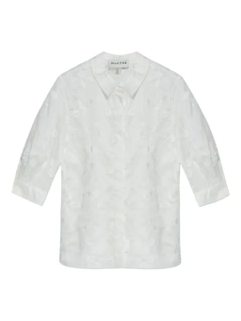 MUNTHE camisa traslúcida con bordado floral