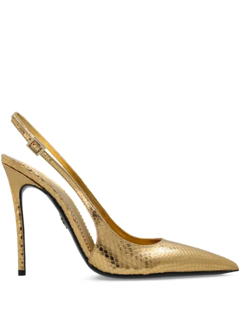 DSQUARED2 metallic snakeskin slingback pumps