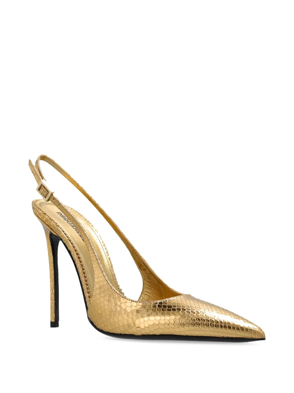 DSQUARED2 metallic snakeskin slingback pumps Gold
