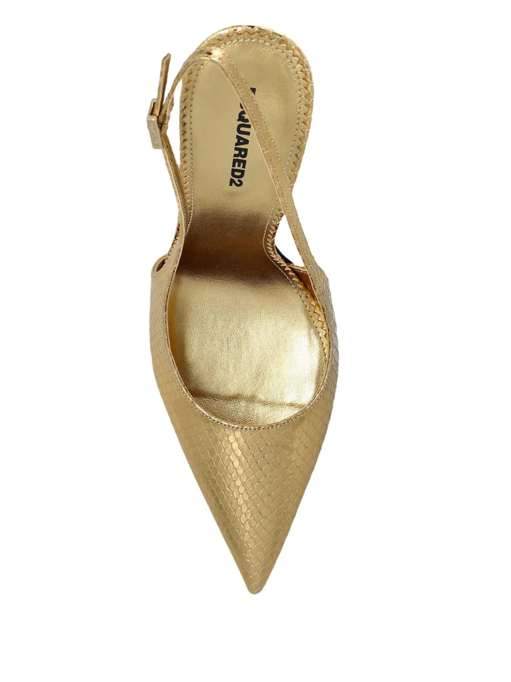 DSQUARED2 metallic snakeskin slingback pumps Gold