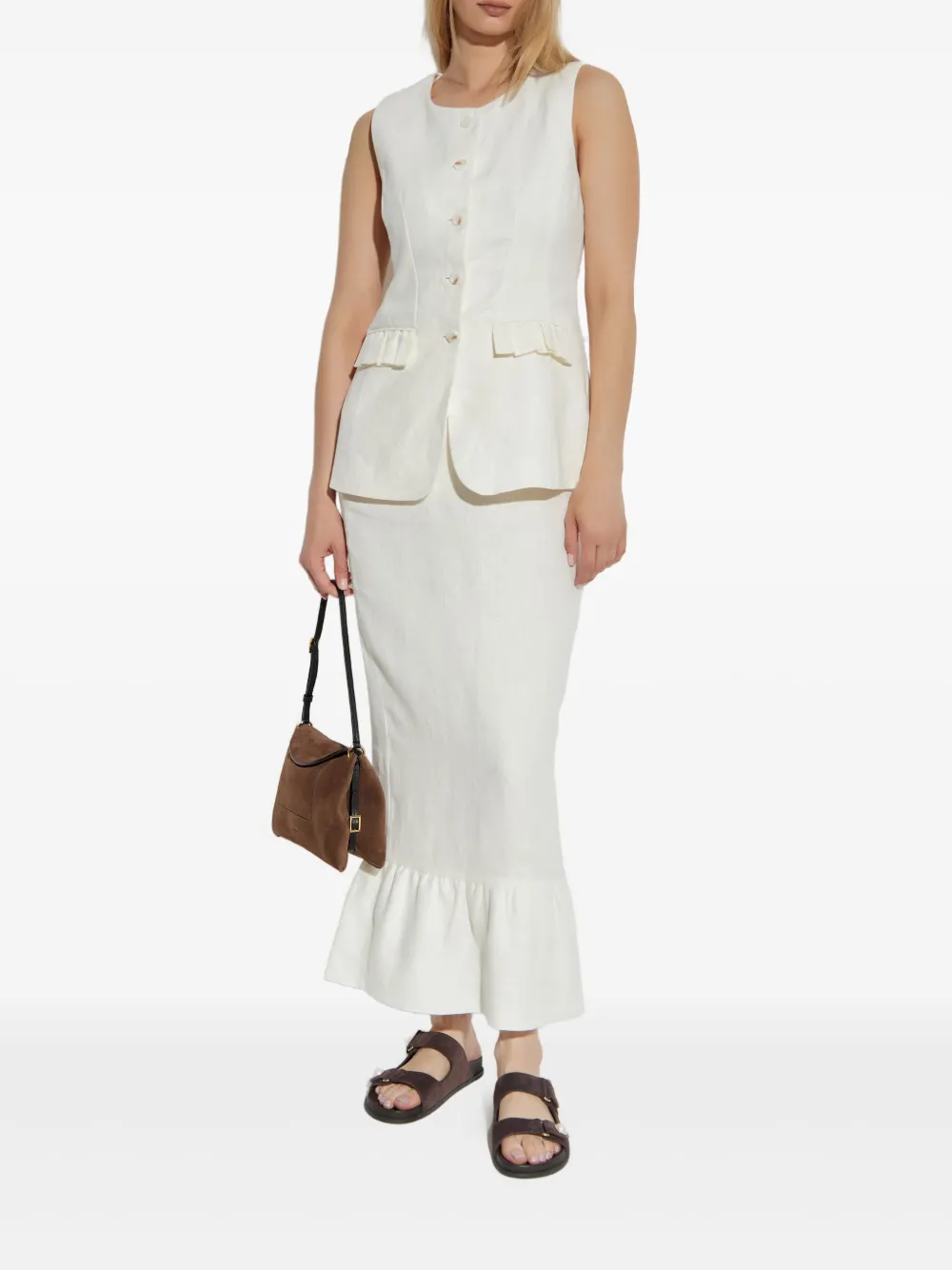 POSSE RUFFLED LINEN SKIRT