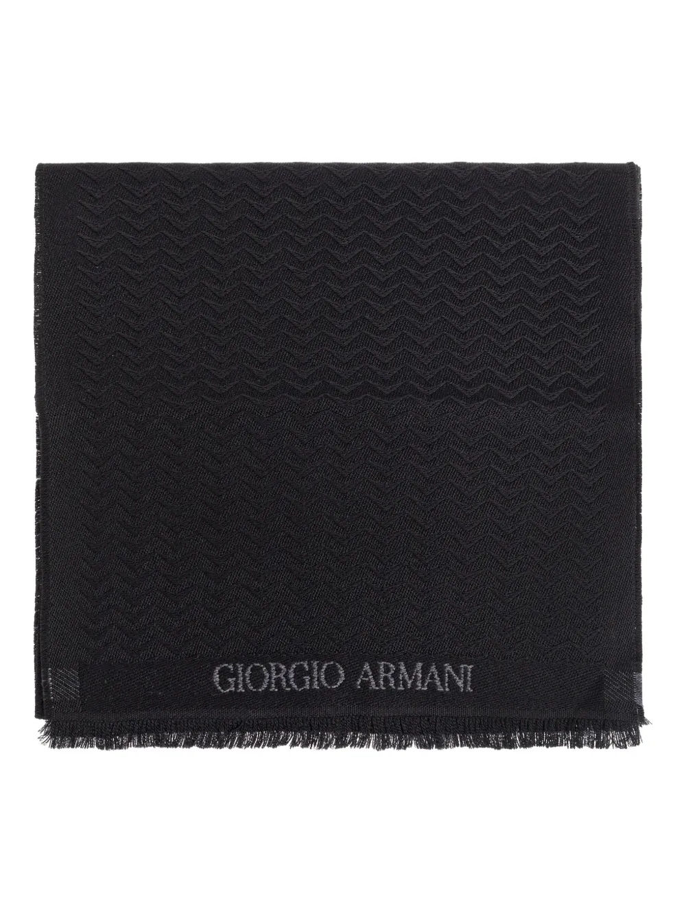 Giorgio Armani wool fringed scarf | Black | Image 1