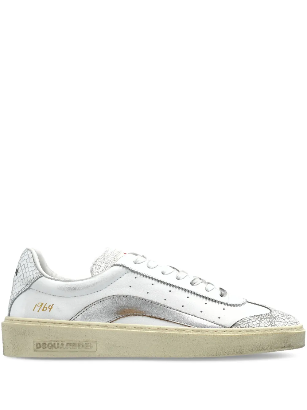 DSQUARED2 Rider metallic-leather low-top sneakers White