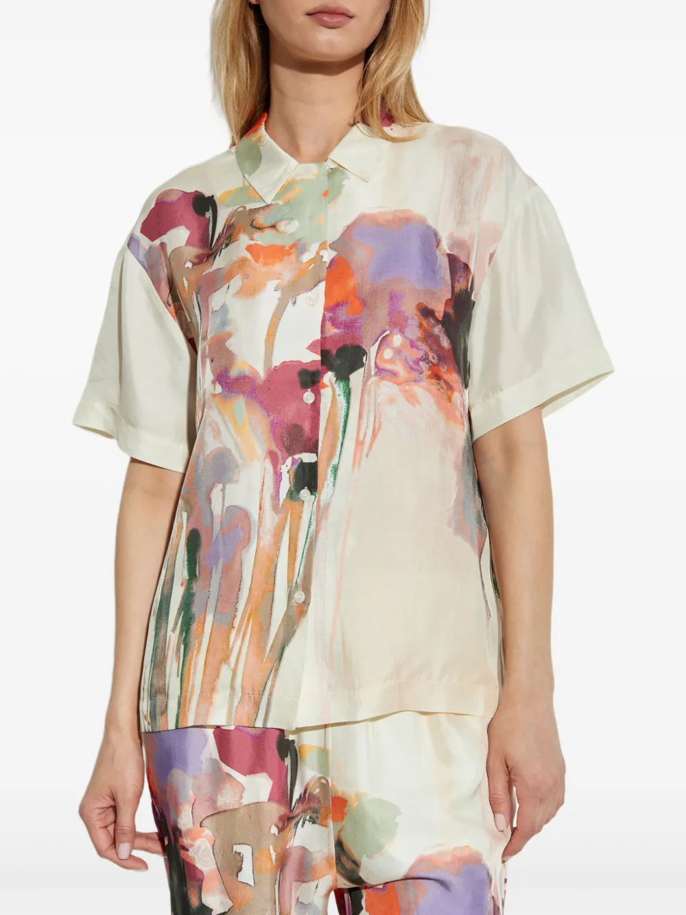 MUNTHE Blouse met bloemenprint Beige