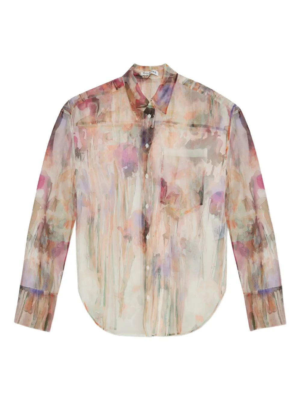 floral-print silk shirt