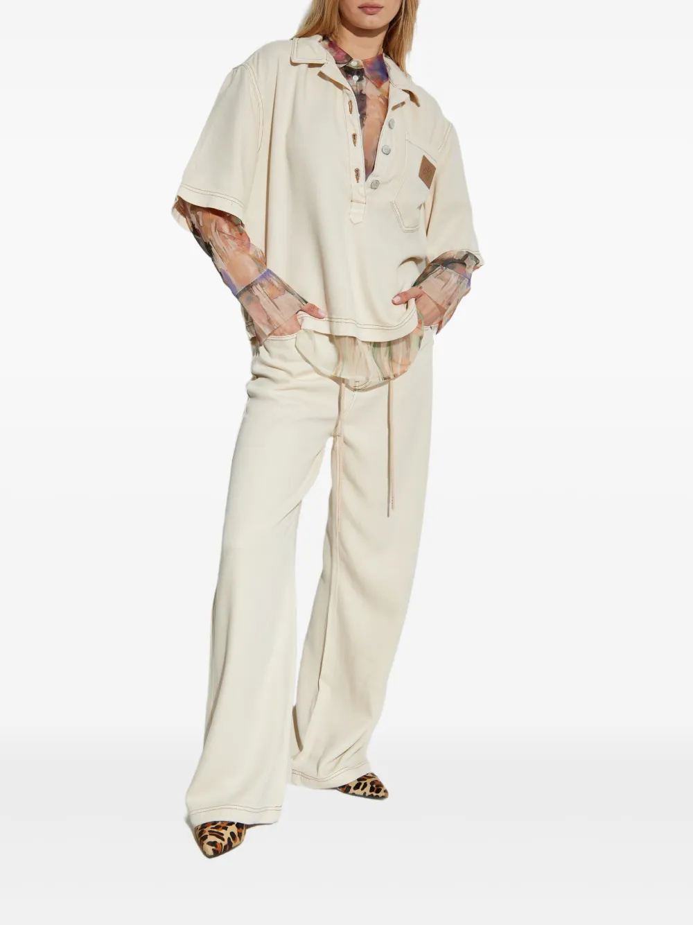 MUNTHE blouse met korte mouwen - Wit